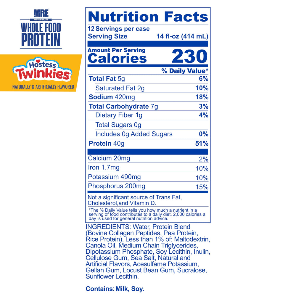 Redcon1 MRE Hostess Twinkies pour showing on-the-go protein convenience.