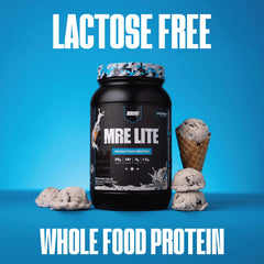 REDCON1 MRE LITE lactose-free label emphasizes easy digestion.