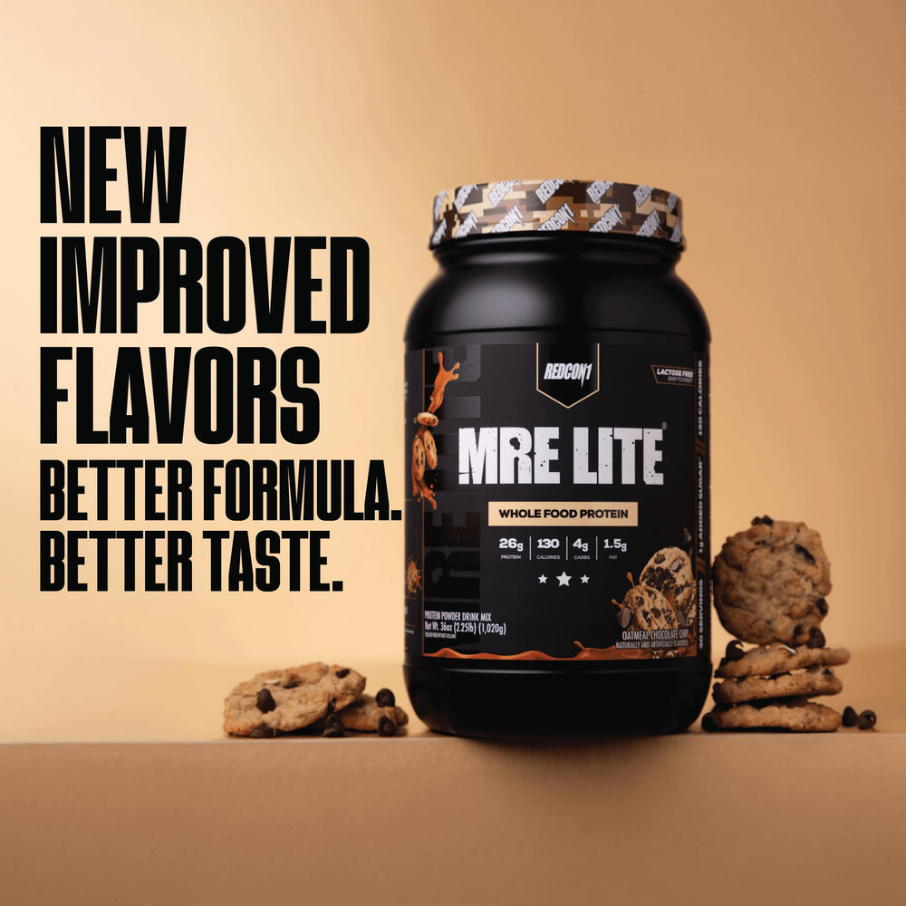 REDCON1 MRE LITE shake in glass shows easy to mix nutrition on the go