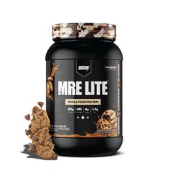 REDCON1 MRE LITE tub front showcases whole-food protein blend for balanced nutrition