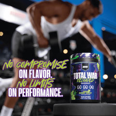 REDCON1 Total War Reloaded nitric oxide pump graphic suggests enhanced blood flow during training.