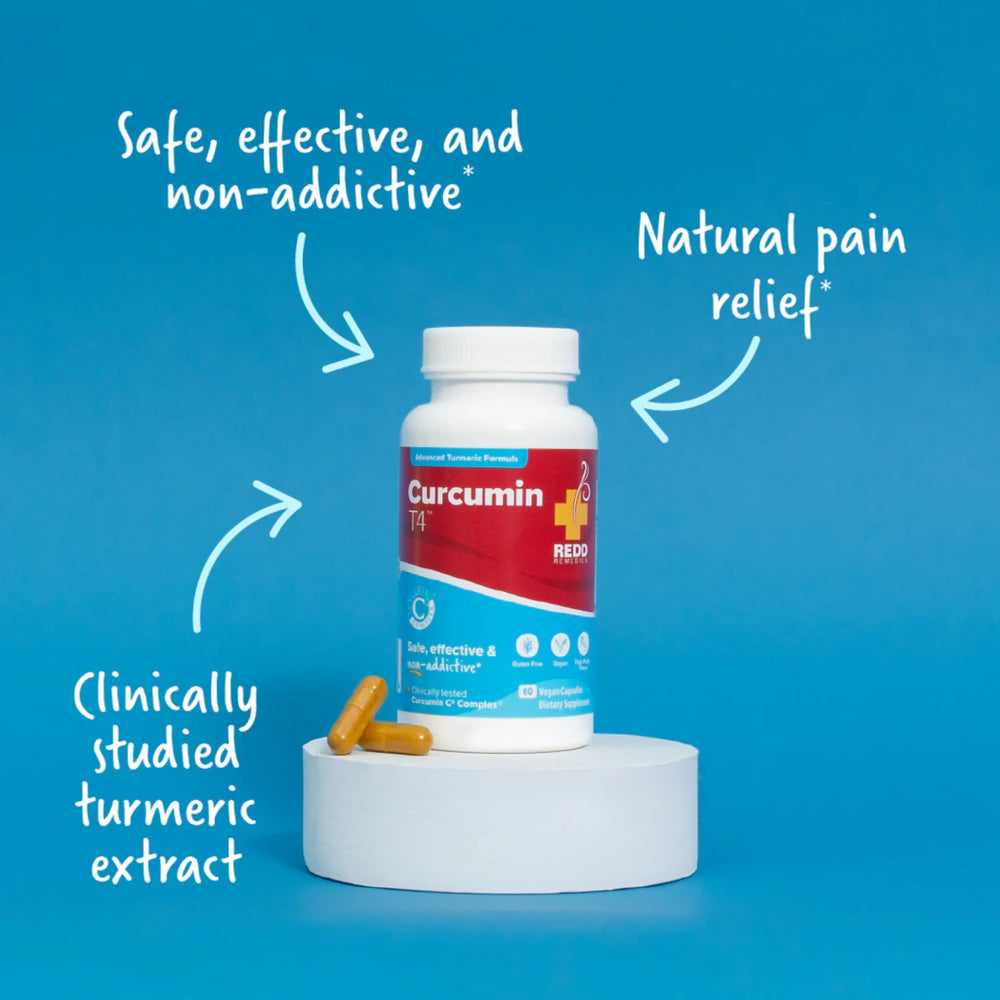 Redd Remedies Curcumin T4 label highlights lab-tested quality