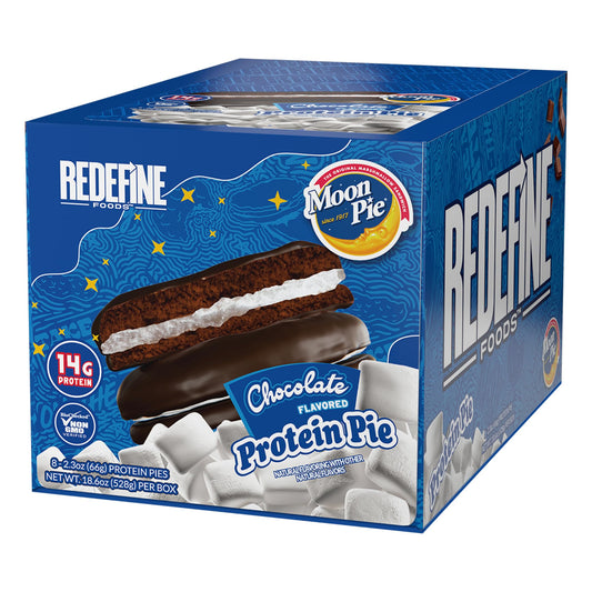 REDEFINE Protein Pie MoonPie Chocolate 8-count package for a protein-rich snack.