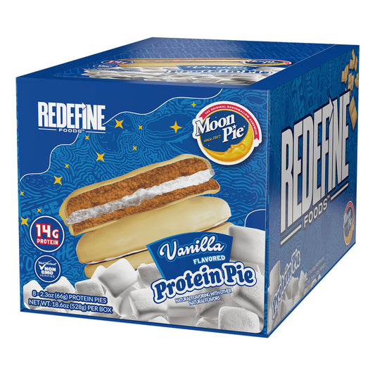 REDEFINE Protein Pie MoonPie Vanilla packaging front showing a high-protein snack