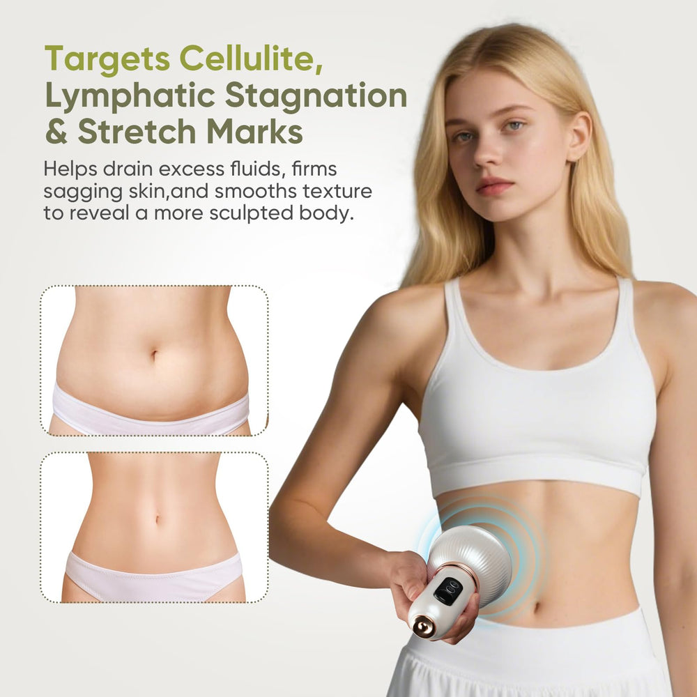 REDLOOK lymphatic massager on abdomen supports detox feel and contour.