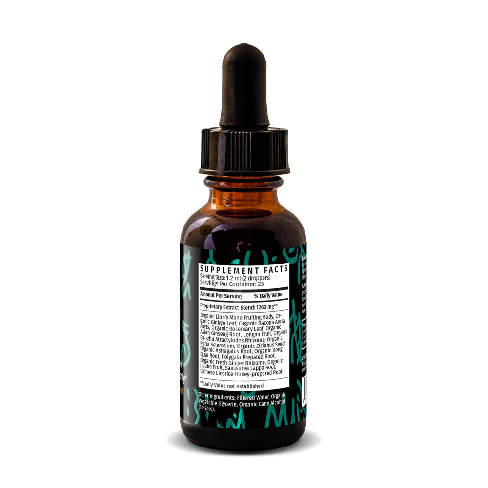 Redmint Ginkgo Leaf tincture bottle with leaves for improved concentration.
