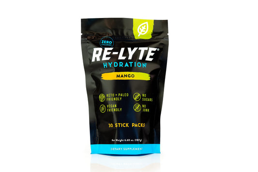 Redmond Re-Lyte Mango stick packs for convenient on-the-go hydration.
