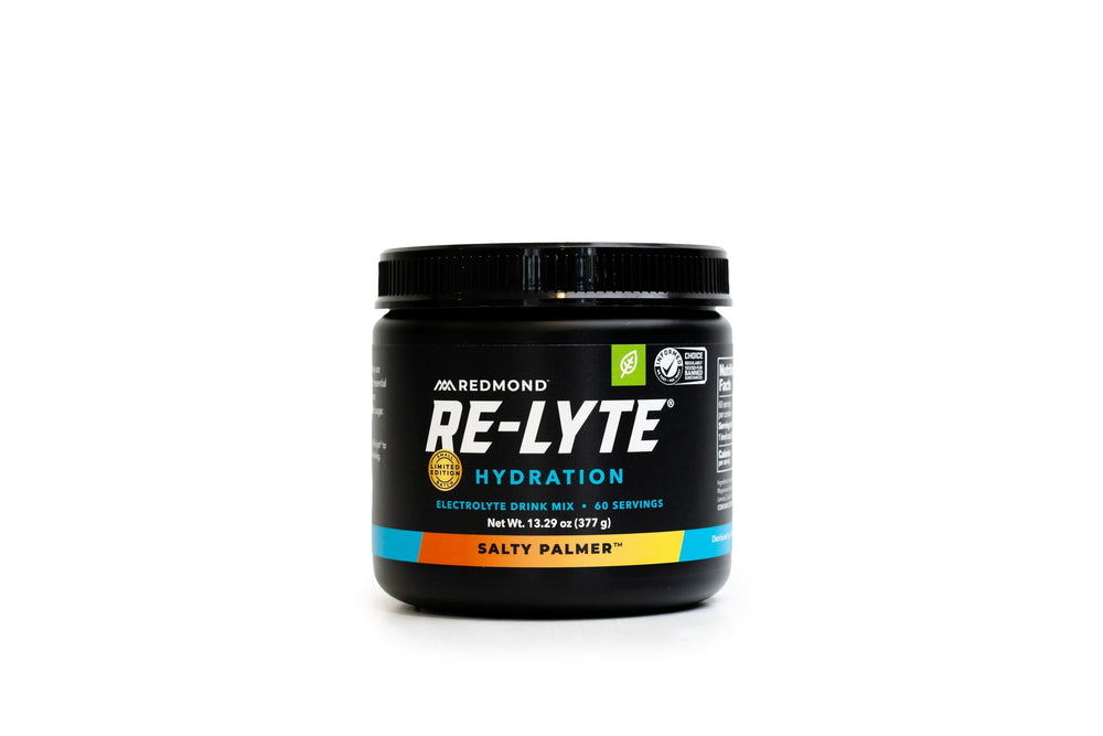 Redmond Re-Lyte Salty Palmer scoop dissolving for quick hydration after workouts.