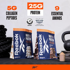 Reebok REEBUILD collagen peptides bottle highlighting joint support