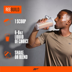 Reebok REEBUILD shaker bottle ready for post-workout mix