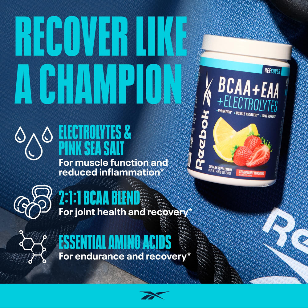 Close-up of REEcover label highlighting EAAs and BCAAs.