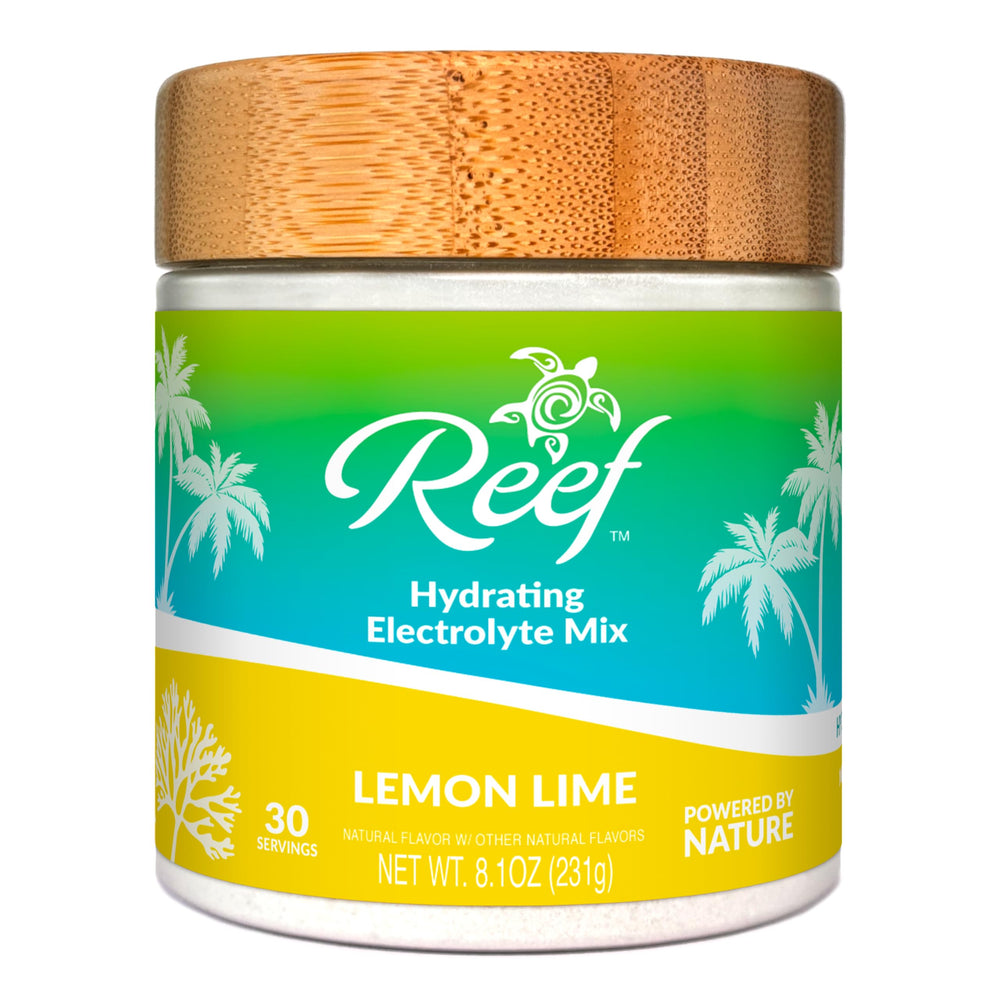 Reef Replenish hydration powder tub front label for daily electrolytes