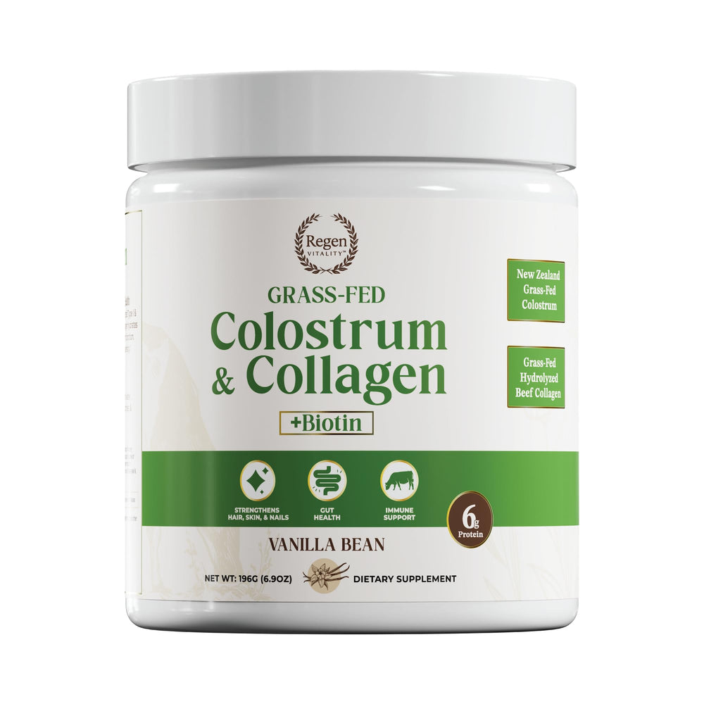 Regen Vitality grass-fed colostrum tub for gut support and daily wellness