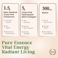 Regen Vitality New Zealand origin ingredients label close-up