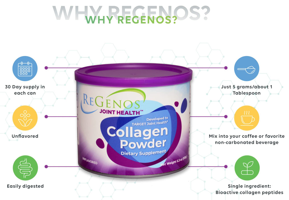 ReGenos Joint Health on a kitchen counter ready for routine use.