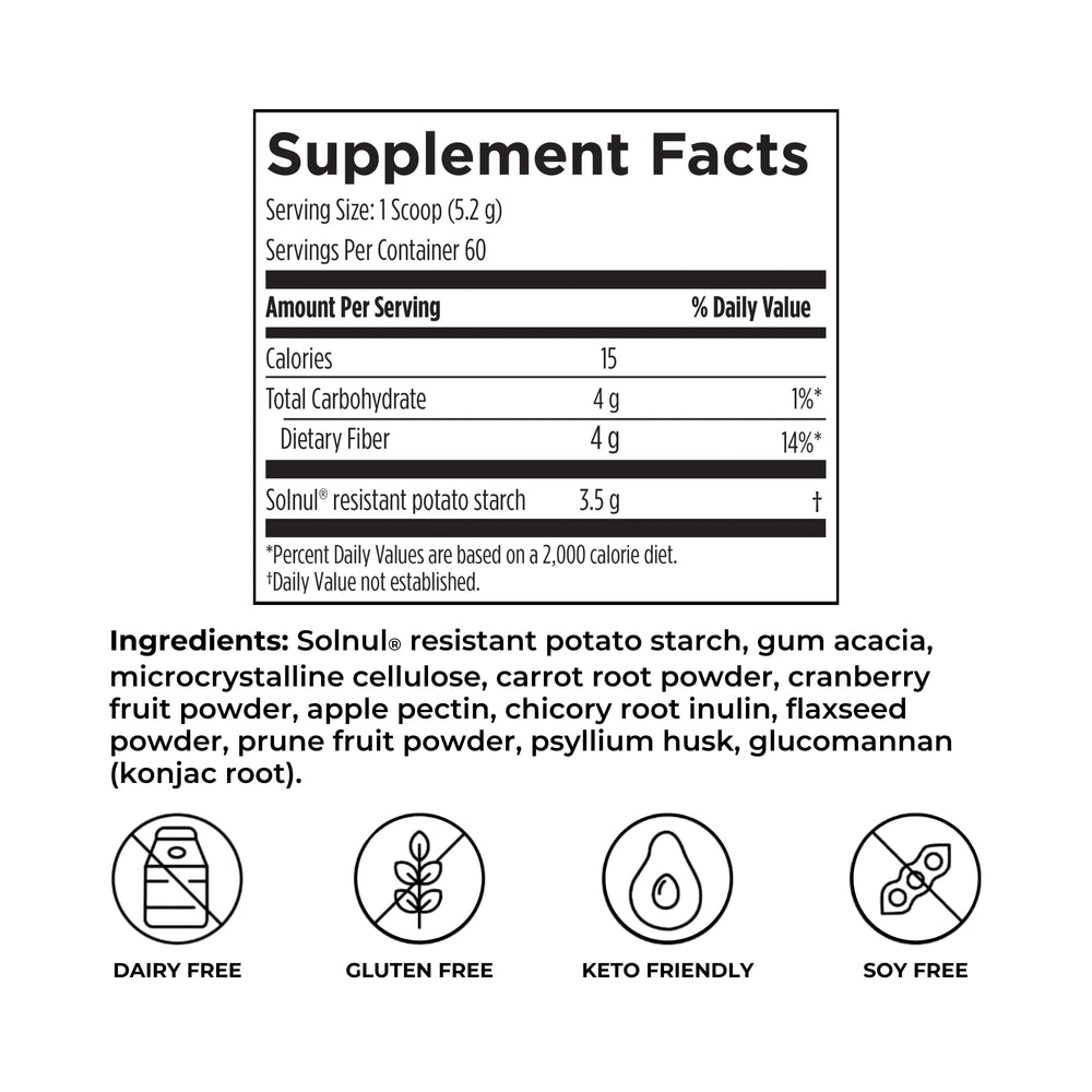 Reignite Wellness Extra Fiber scoop beside the jar for easy daily fiber addition.