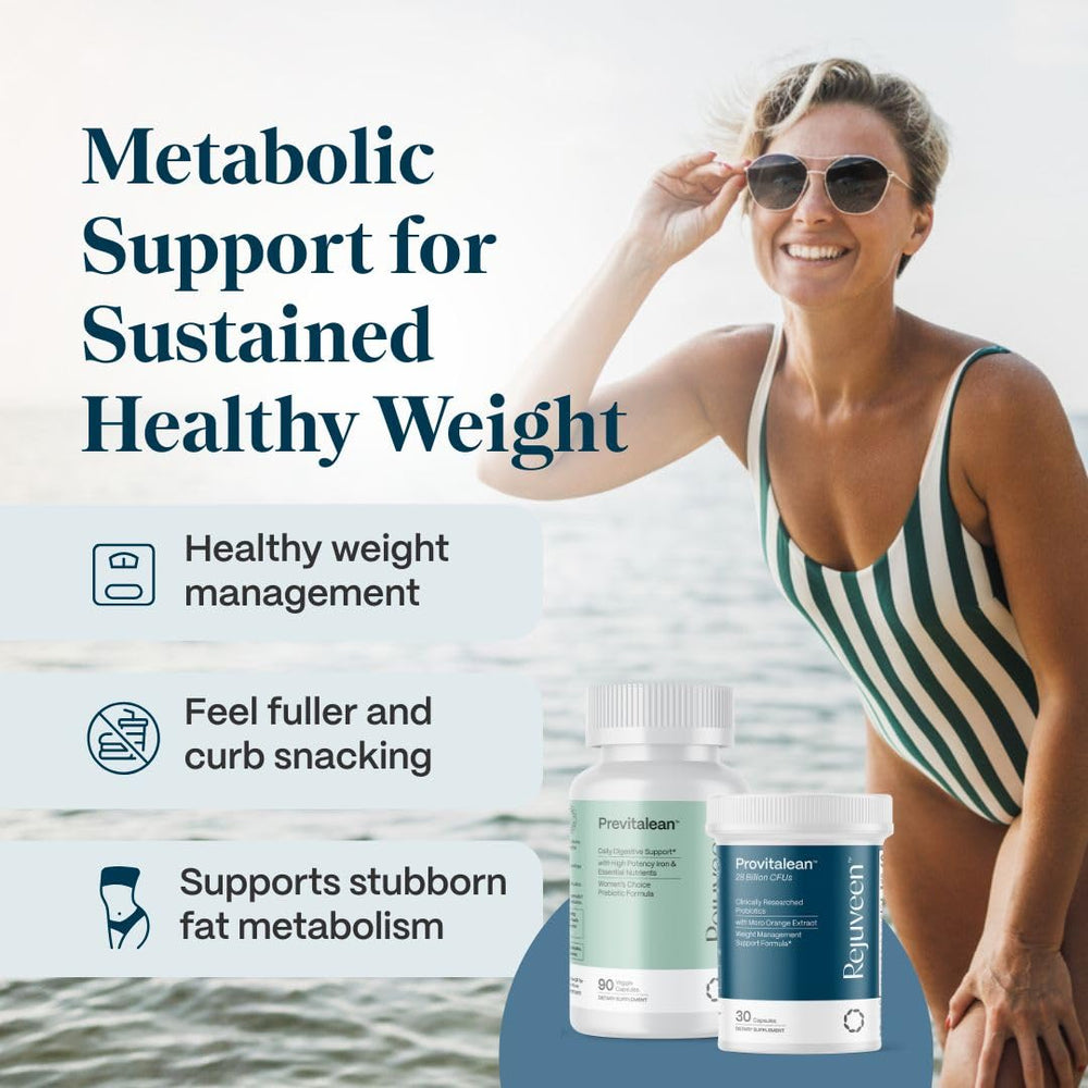 Rejuveen Provitalean probiotic capsules emphasizing gut health support.