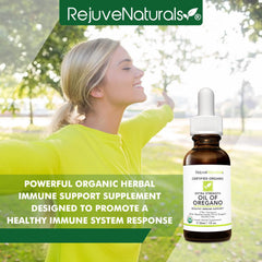 Rejuvenaturals USDA Organic certified label on bottle confirms quality and sustainability.