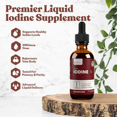 Rejuvica Health Active Iodine Drops pour shows dropper-ready liquid for easy dosing.