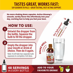 Rejuvica Korean Panax Ginseng liquid close-up emphasizes premium source and potency.