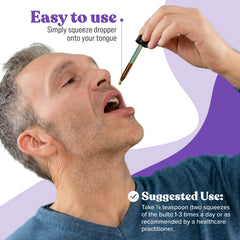Dosing dropper demonstrates easy daily use for nerve health support.