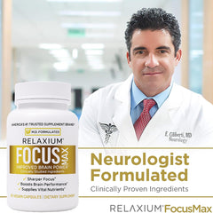 Relaxium FocusMax capsules close-up showing the easy daily dose
