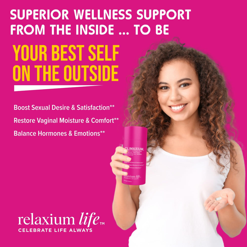 Relaxium Life KSM-66 Ashwagandha capsules close-up promoting calm energy.