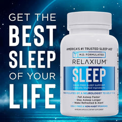 Relaxium Sleep Aid on nightstand ready for a peaceful routine
