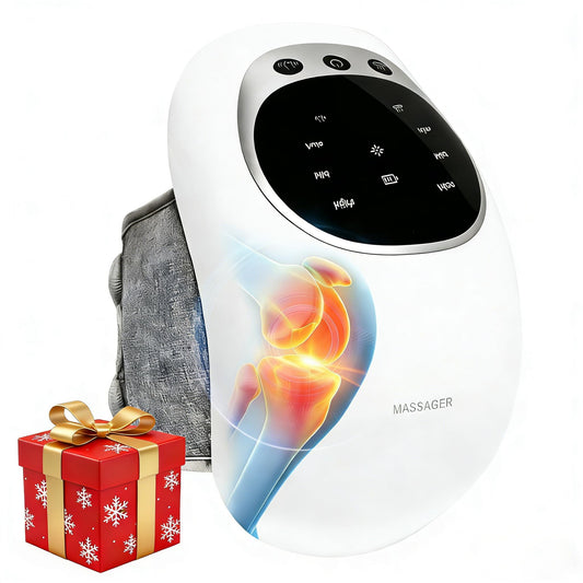 RELAXYO cordless knee massager with heat, front view, soothing post-activity relief