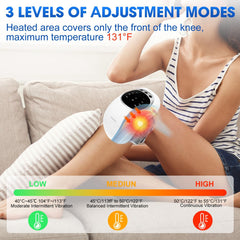RELAXYO knee massager with heat, side view, comfortable on the knee