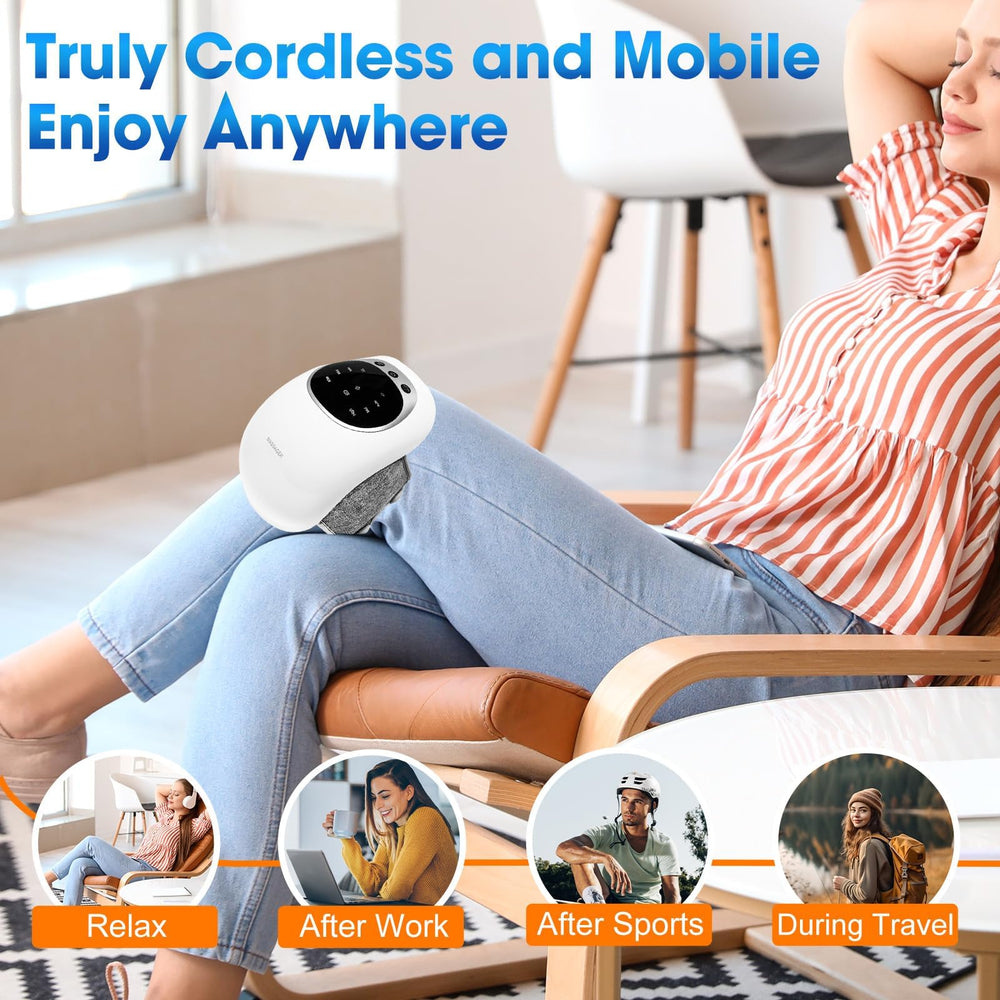 RELAXYO massager in use, lightweight and portable for travel