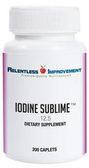 Relentless Improvement Iodine Sublime caplets on bottle front suggesting thyroid support.