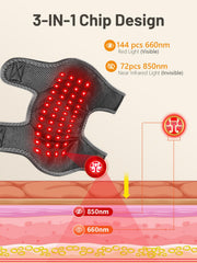 RELEXNOW shoulder wrap battery capacity label highlights long cordless use
