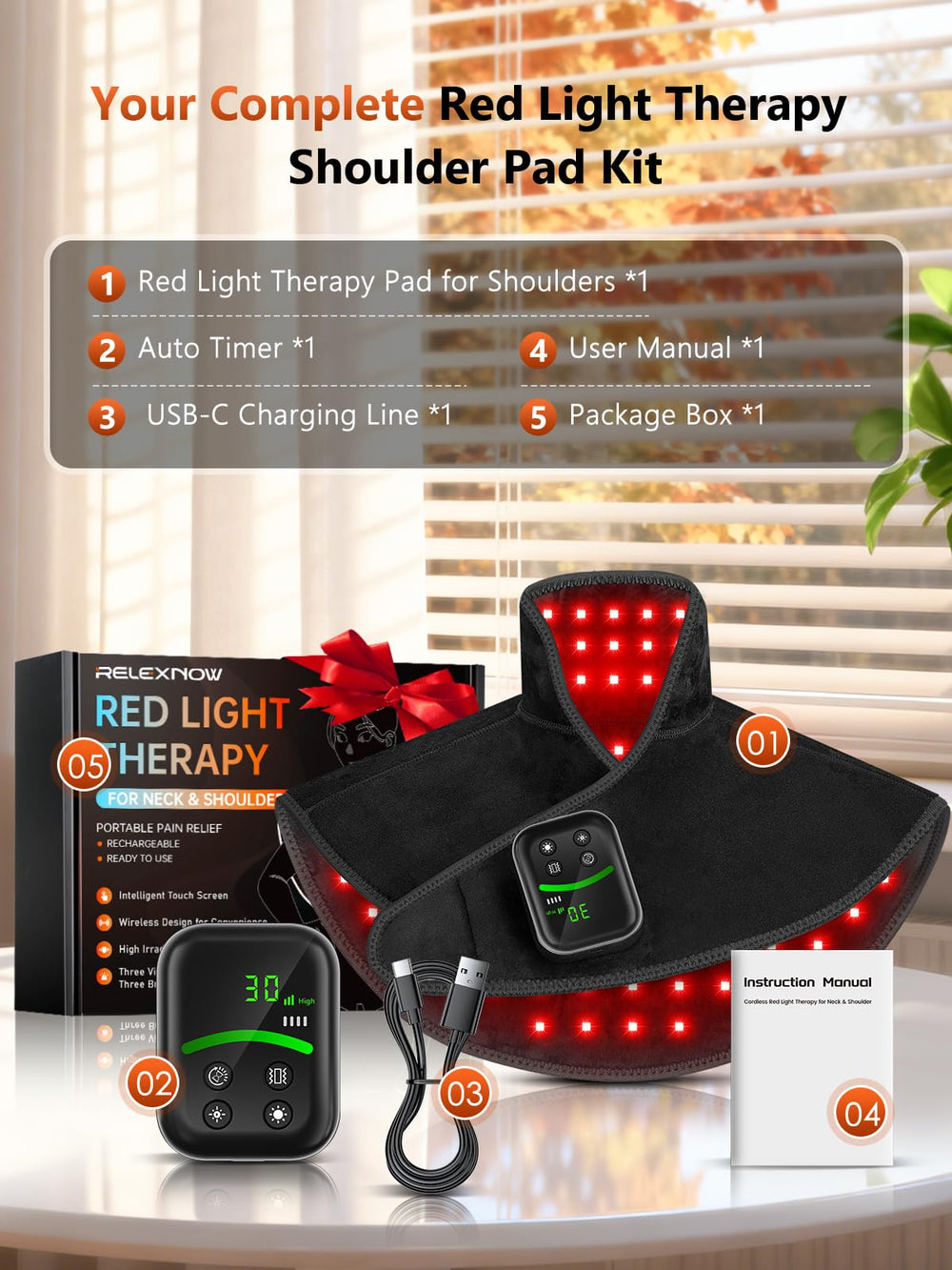 RELEXNOW wearable heating pad delivers steady warmth along with gentle massage