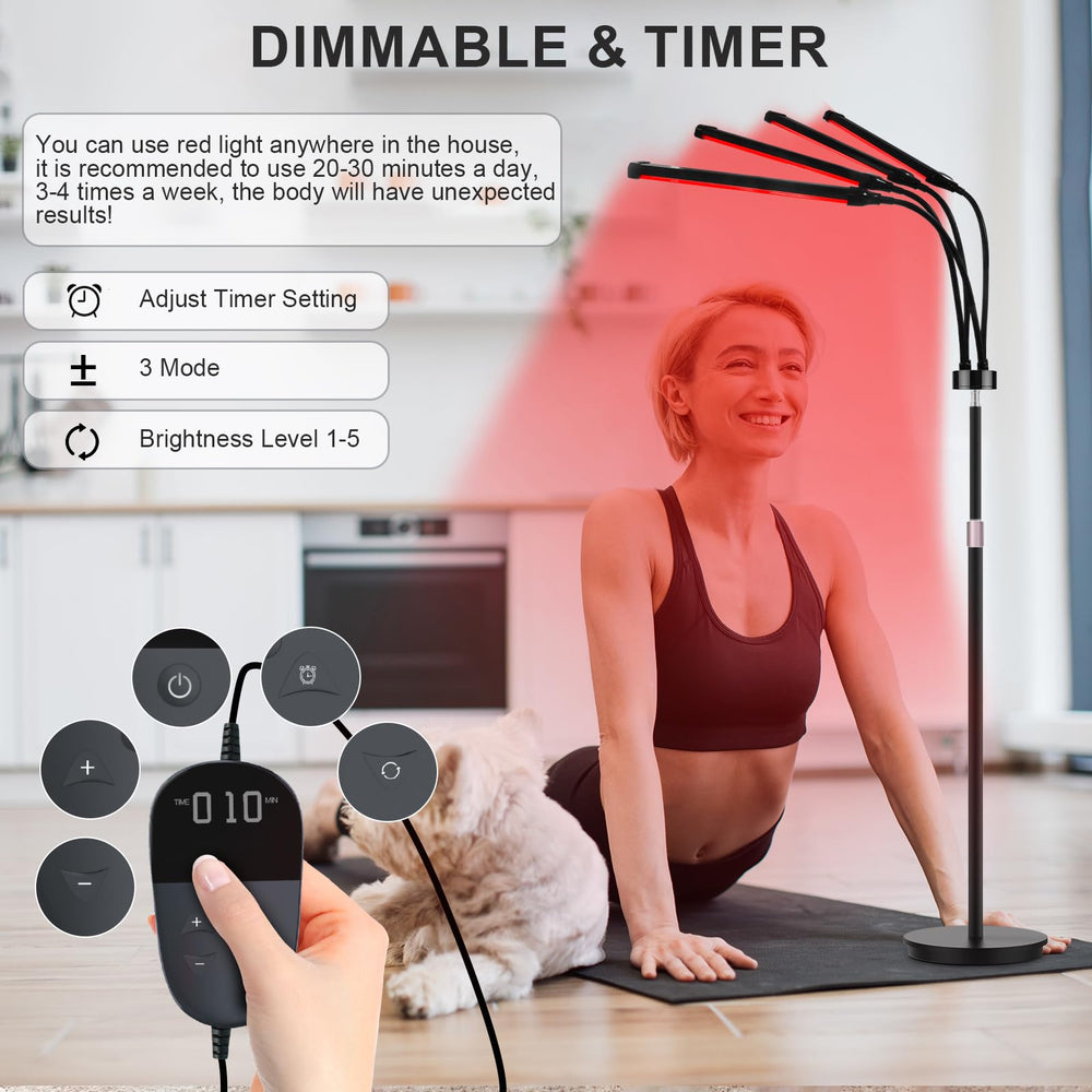 Relhafethy red light lamp with 360-degree gooseneck for flexible angle placement