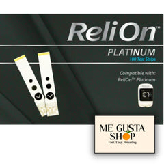 ReliOn Platinum test strips 100-count box ready for daily testing.