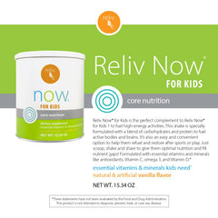 RELIV Now for Kids Vanilla scoop ready for quick, easy daily nutrition.