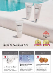 Relove amino acid feminine wash foam on skin for gentle cleansing