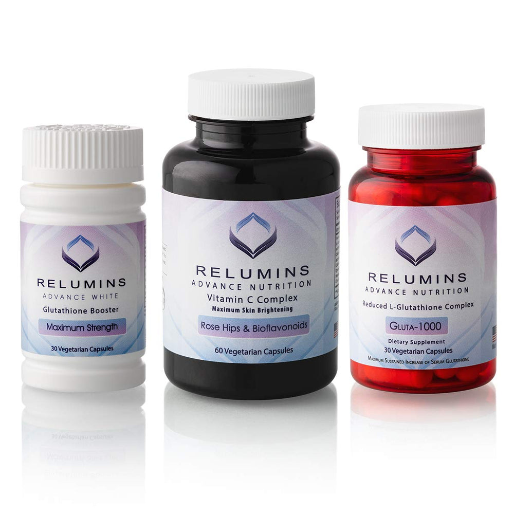 Relumins Gluta 1000 bottle with high-bioavailability formula for daily antioxidant support