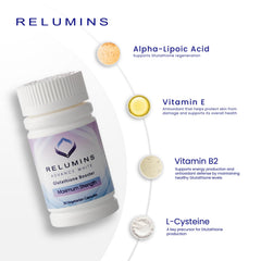 Relumins Advanced Glutathione Booster label details ingredients for transparency