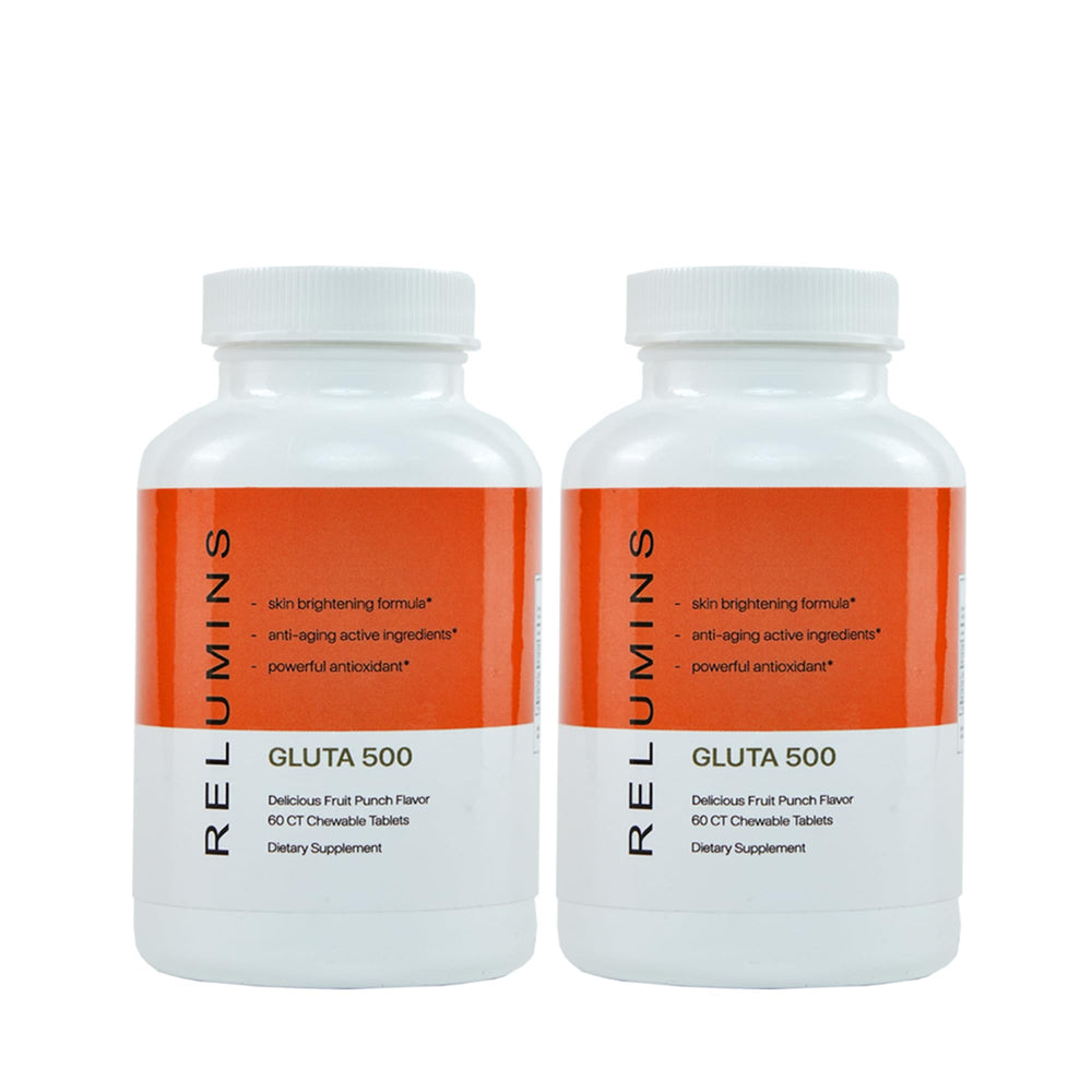 Relumins Gluta 500 chewable tablet ready for daily skincare routine