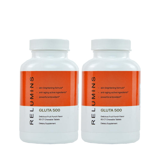 Relumins Gluta 500 chewable tablet ready for daily skincare routine