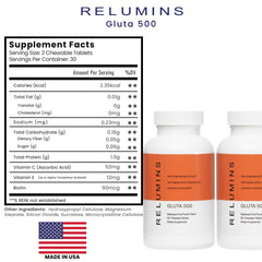 Relumins Gluta 500 two-bottles packaging for ongoing use