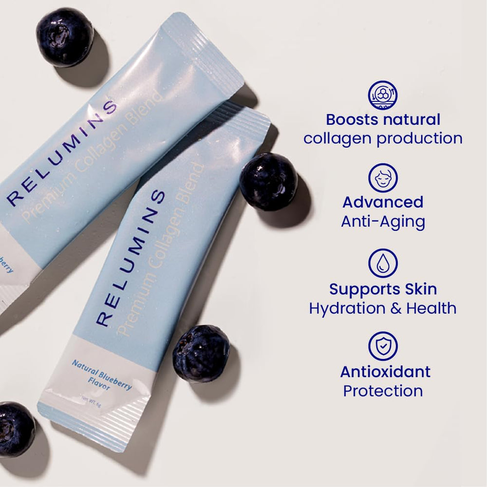 Relumins Marine Collagen label closeup highlights premium ingredients.