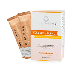 Relumins Marine Collagen Powder pineapple sachet front, supporting radiant skin
