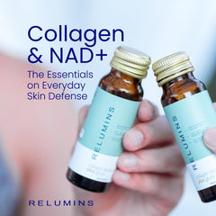 Relumins spring glow essentials label communicates benefits at a glance.