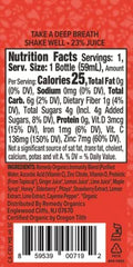 Remedy Organics Immunity Plus Shot label close-up showing matcha for natural energy.