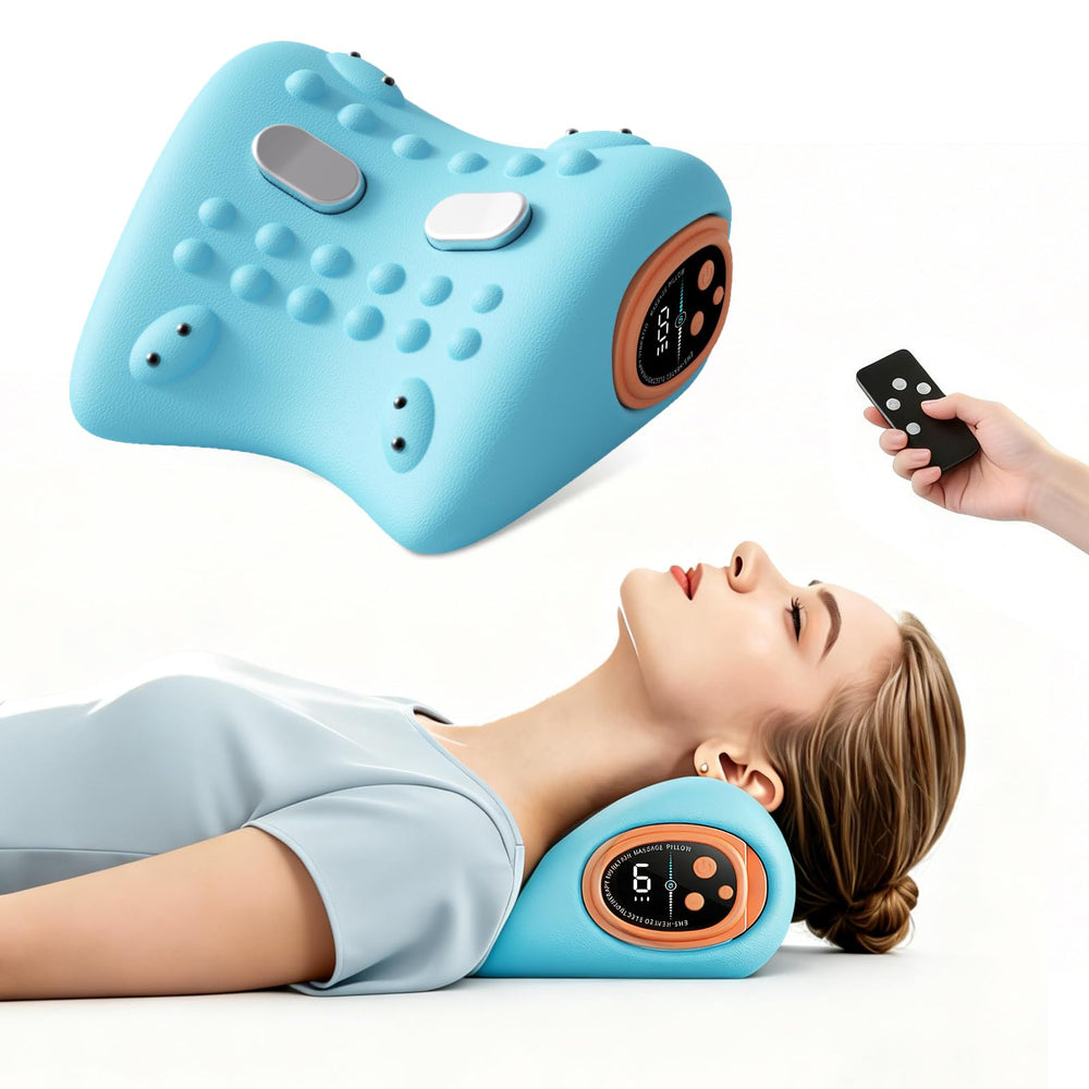 Remkove neck massager with heat-pulse mode for deep relaxation at home.