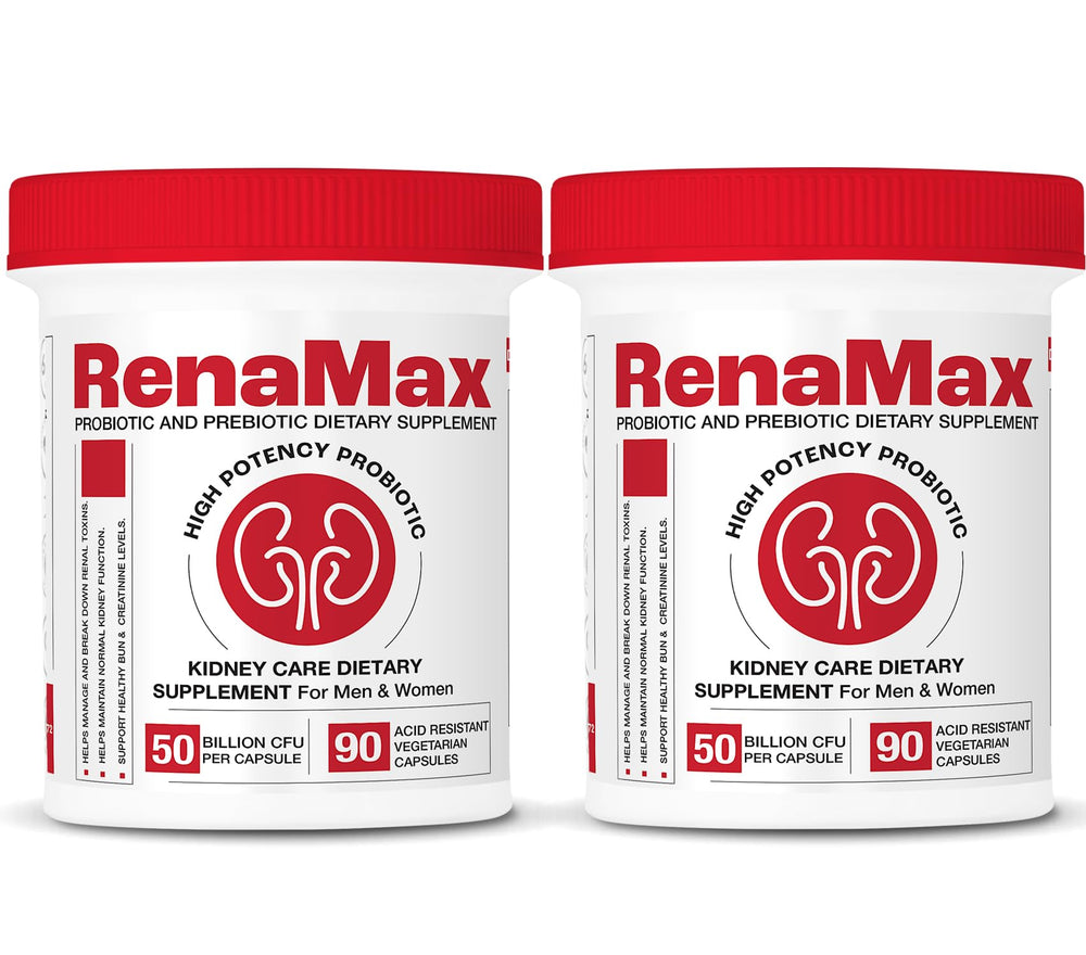 RENAMAX Kidney Restore bottle shown for daily kidney-friendly support.