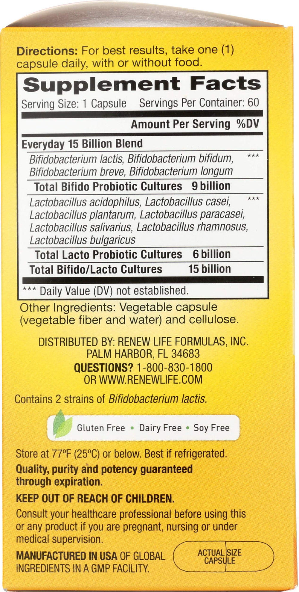 Non-GMO Project Verified Renew Life probiotic bottle